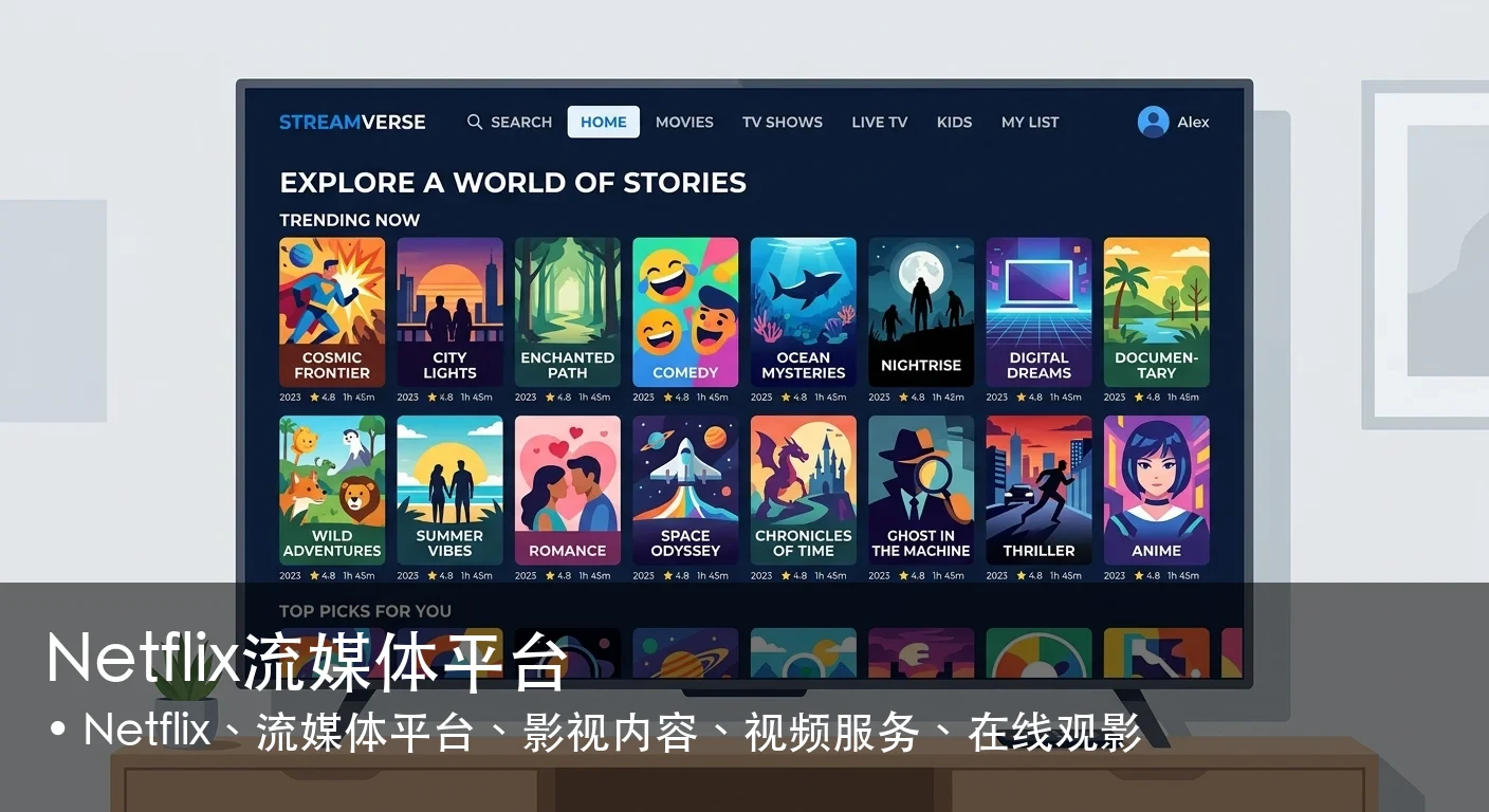 Netflix流媒体平台 - Netflix、流媒体平台、影视内容、视频服务、在线观影