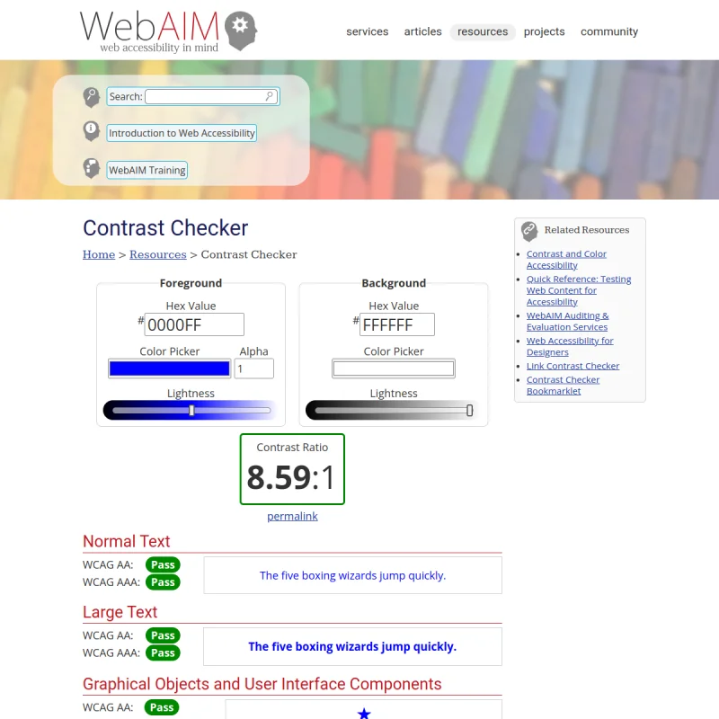 WebAIM Contrast Checker