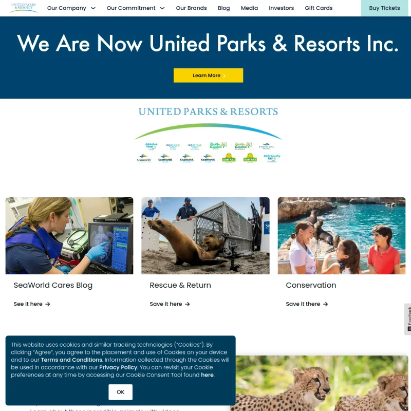 联合公园度假村（United Parks & Resorts）官方网站
