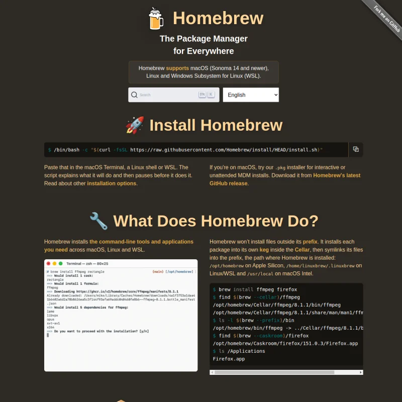 Homebrew 官方网站