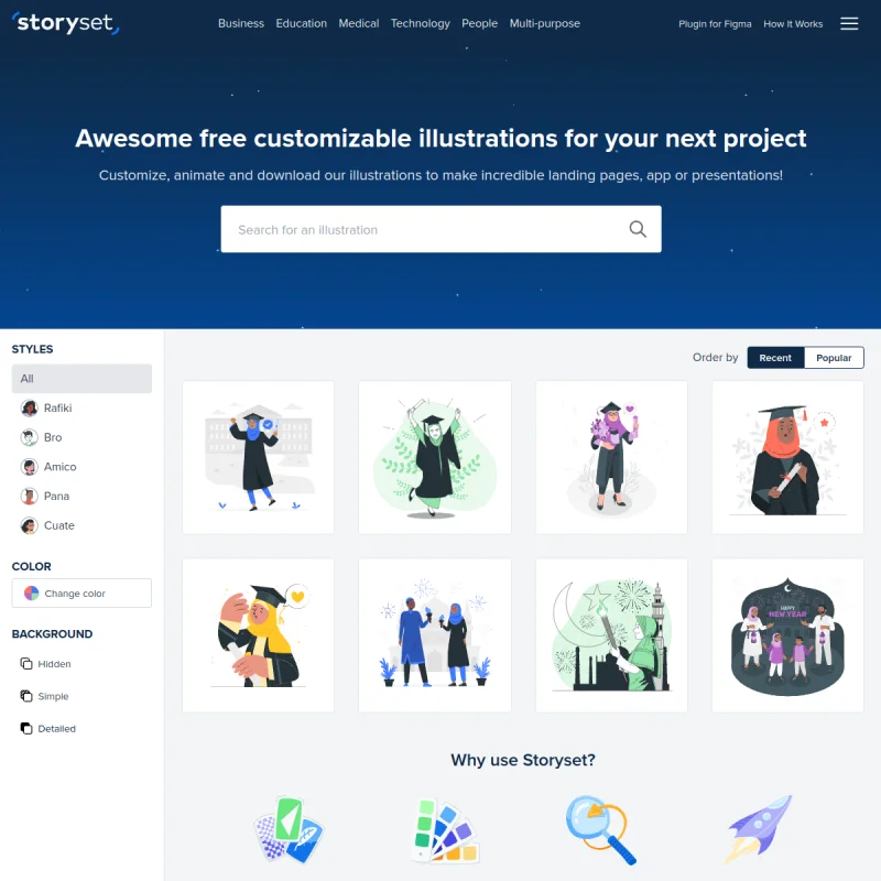 Storyset – 免费可定制 SVG 矢量插画库与一键动画生成工具