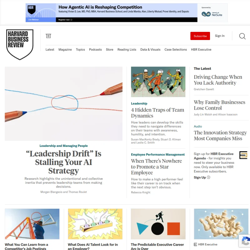 哈佛商业评论 (Harvard Business Review) 官方网站 – 全球顶尖管理思想殿堂与商业领袖必读期刊