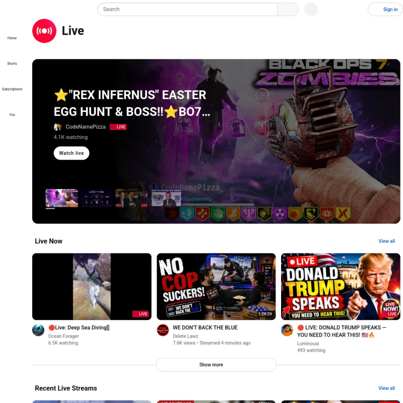 YouTube Live – 全球顶级实时流媒体直播与赛事发布会入口