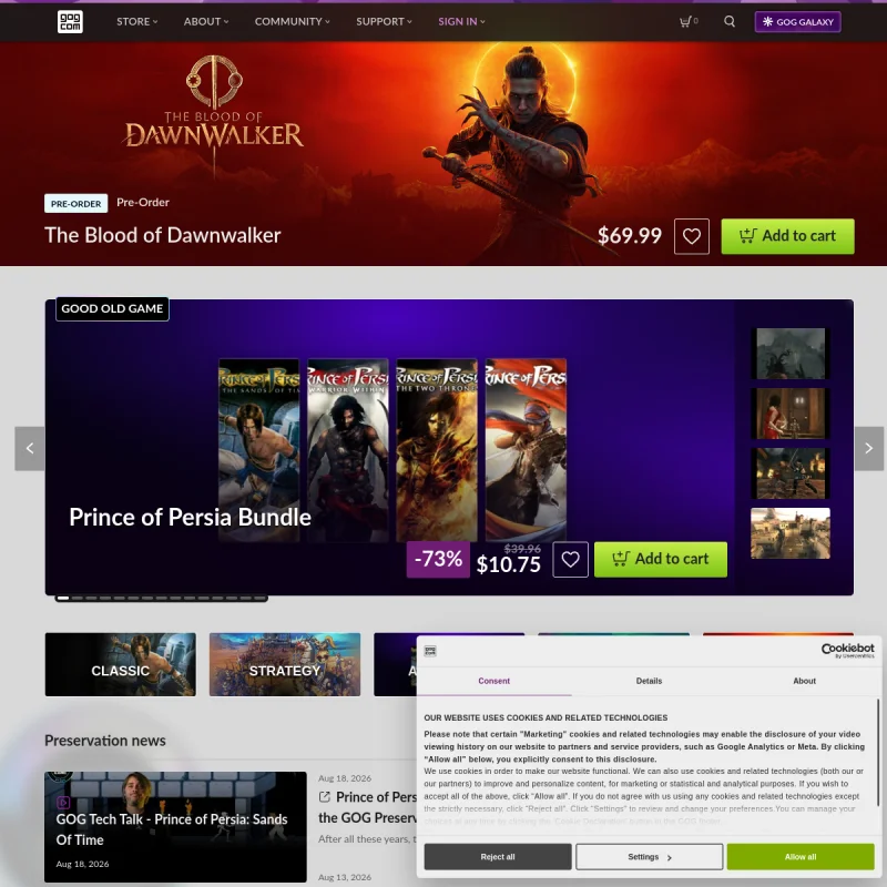 GOG.com – CD Projekt 旗下无数字版权保护 (DRM-Free) 经典与现代游戏平台