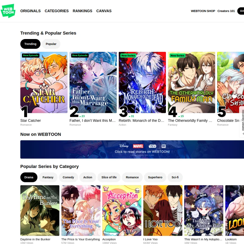 WEBTOON – 全球最大垂直条漫平台、跨语言原创数字漫画与影视化摇篮