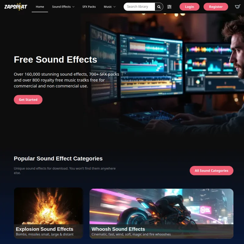Zapsplat – 全球知名免费高质量音效库、无损音效与免版税配乐资源网