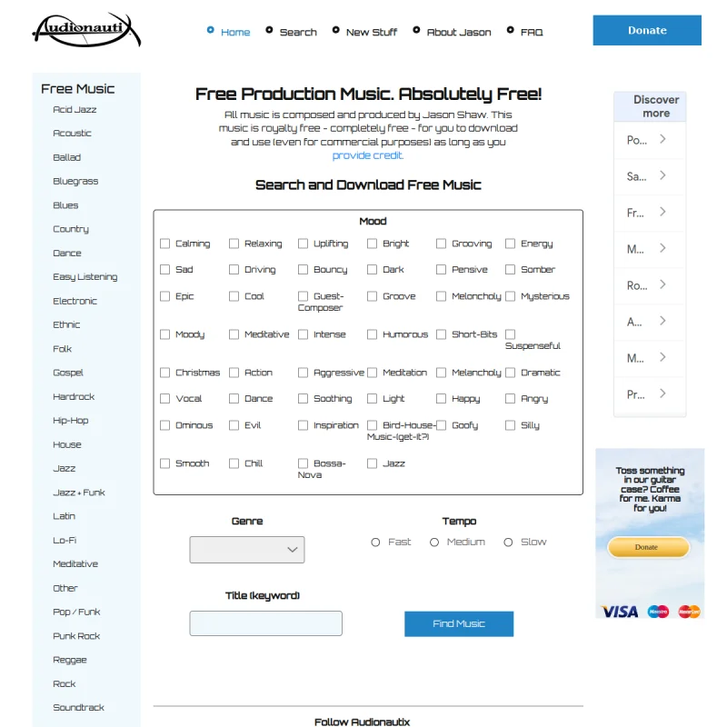 Audionautix – 资深音乐人 Jason Shaw 打造的 CC 3.0 免费可商用背景音乐库
