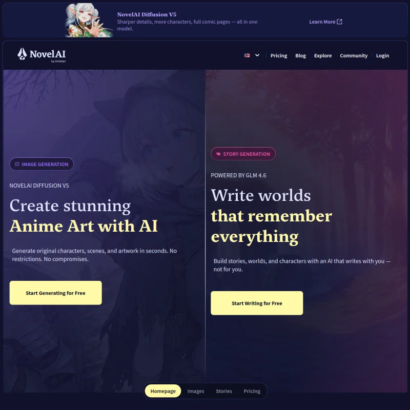 NovelAI 网站预览