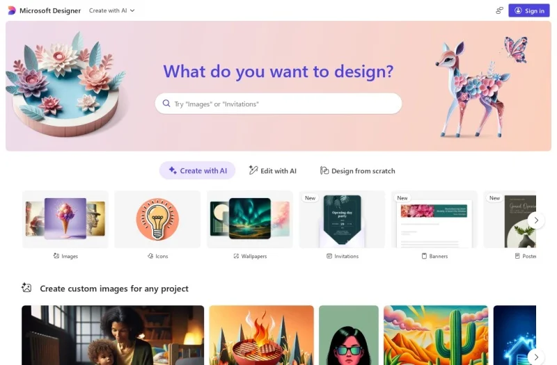 Microsoft Designer 网站预览