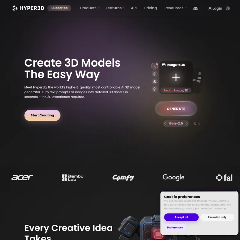 Hyper3D 网站预览