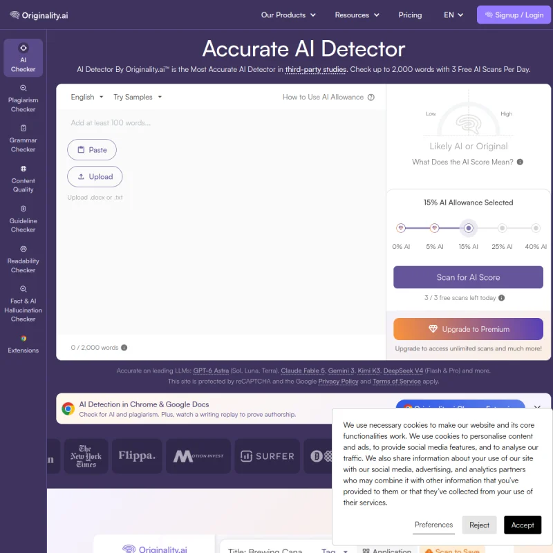 Originality.ai 网站预览