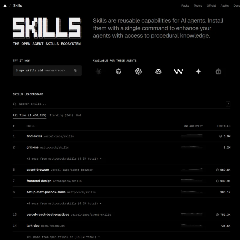Skills.sh 网站预览